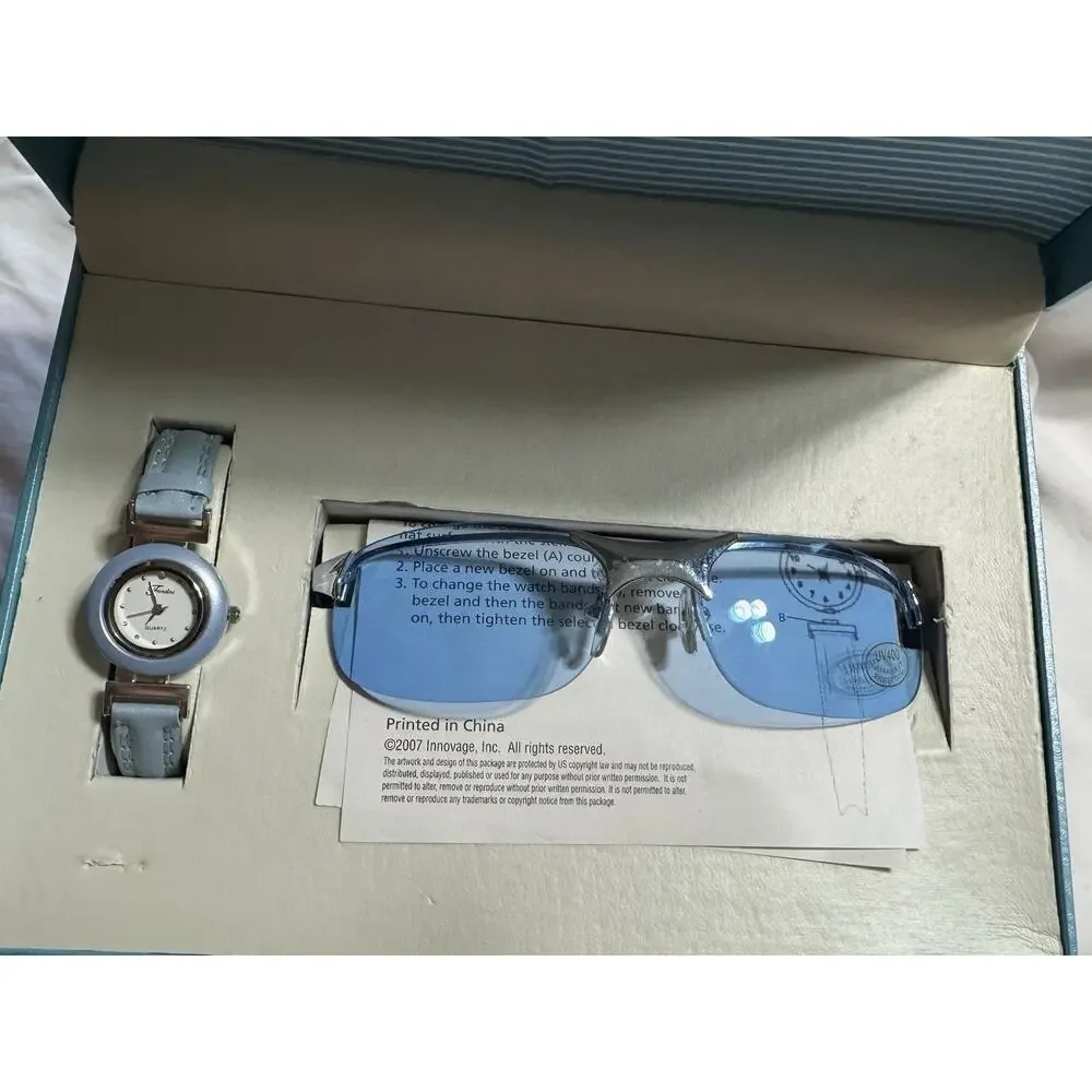 Gently Preowned Fondini Platinum Collection 5 Interchangeable Strap Face Blue